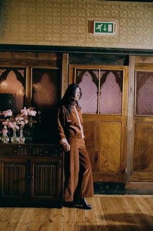 Amelia Full Length Wide Leg Trouser in Caramel Organic Cotton Corduroy from Saywood.