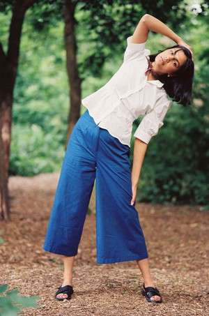Joni Puff Sleeve Blouse, White Cotton Bamboo from Saywood.