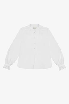 Marie Gather Neck A-Line Blouse, White Recycled Cotton via Saywood.