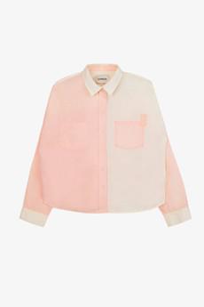 Lela Patchwork Shirt, Pastel Orange/ Yellow Cotton via Saywood.