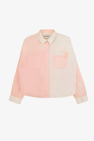 Lela Patchwork Shirt, Pastel Orange/ Yellow Cotton from Saywood.