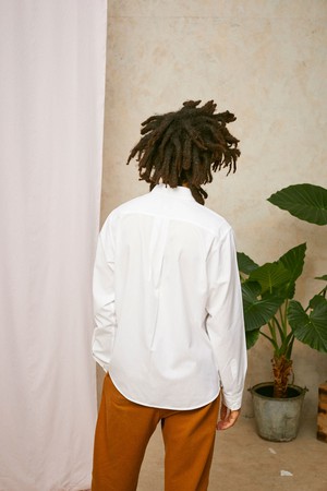 Mens Eddy Patch Pocket Shirt, White Cotton Bamboo from Saywood.