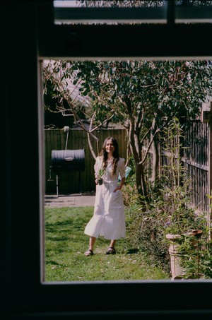 Rosa Puff Sleeve Shirtdress, White Cotton Pinstripe from Saywood.