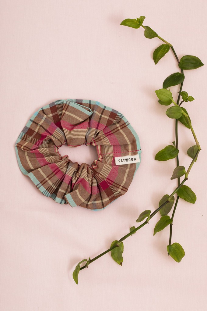 Scrunchie, Zero Waste, Pink Check | Deadstock Cloth from Saywood.
