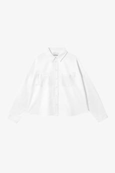 Lela Patch Pocket Shirt, White Recycled Cotton via Saywood.