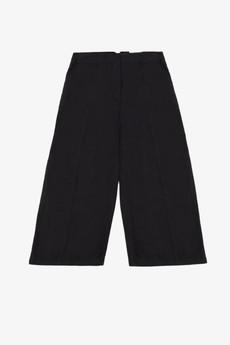 Amelia Wide Leg Culotte Trouser, Black Organic Cotton & Linen via Saywood.