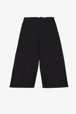 Amelia Wide Leg Culotte Trouser, Black Organic Cotton & Linen from Saywood. Amelia Wide Leg Culotte Trouser, Black Organic Cotton & Linen from Saywood.