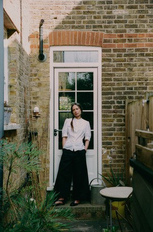 Amelia Wide Leg Culotte Trouser, Black Organic Cotton & Linen from Saywood.