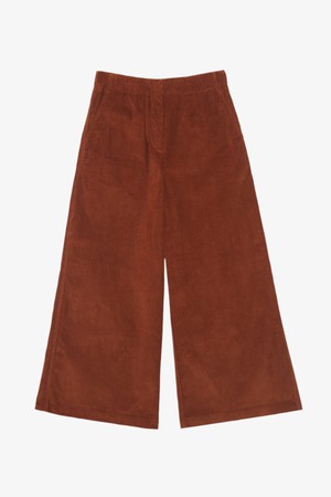 Amelia Full Length Wide Leg Trouser in Caramel Organic Cotton Corduroy from Saywood.