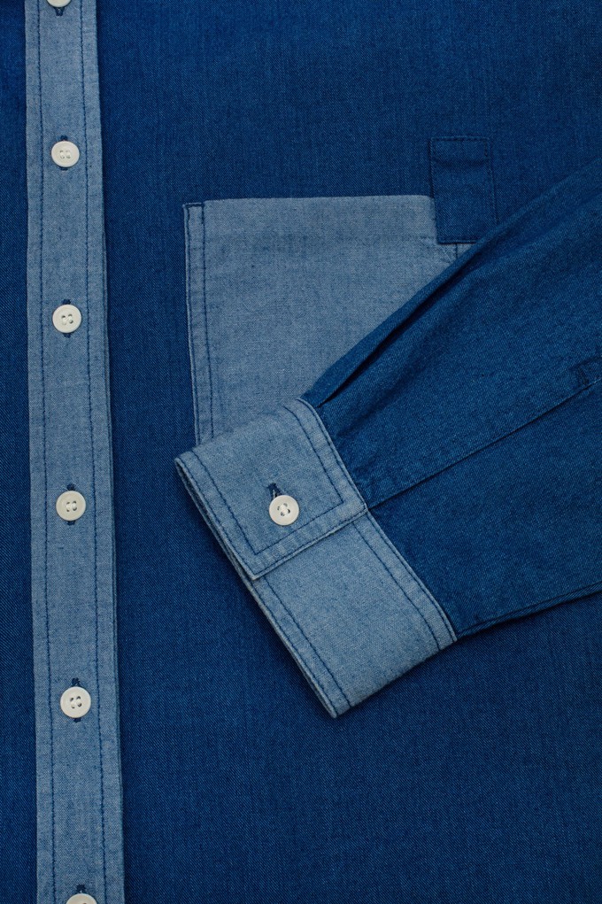 Lela Patch Pocket Shirt, Japanese Denim from Saywood. Lela Patch Pocket Shirt, Japanese Denim from Saywood.