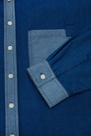 Lela Patch Pocket Shirt, Japanese Denim from Saywood. Lela Patch Pocket Shirt, Japanese Denim from Saywood.