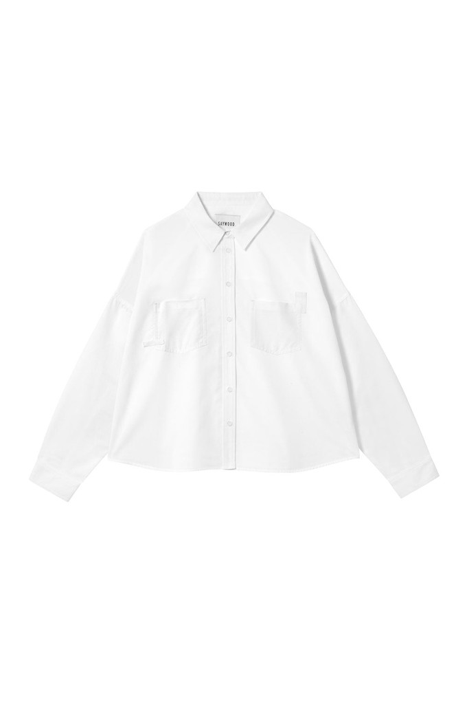 Lela Patch Pocket Shirt, White Recycled Cotton from Saywood.