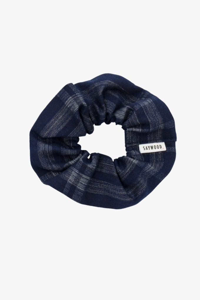 Scrunchie Zero Waste, Navy Check Deadstock Cotton from Saywood.