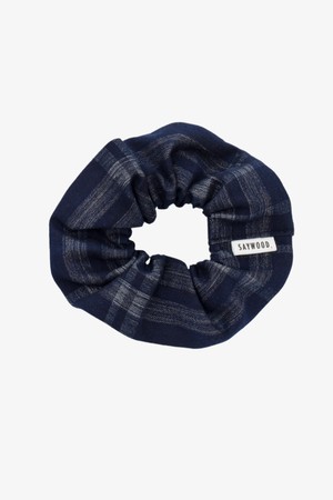 Scrunchie Zero Waste, Navy Check Deadstock Cotton from Saywood.