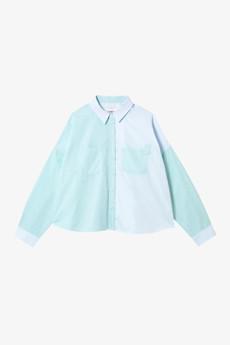 Lela Colourblock Shirt, Pastel Green/ Blue Cotton via Saywood.