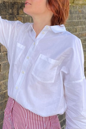Lela Patch Pocket Shirt, White Recycled Cotton from Saywood.