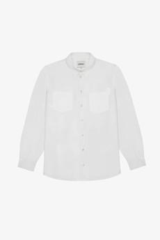 Mens Eddy Patch Pocket Shirt, White Cotton Bamboo via Saywood.