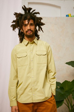 Limited Edition Mens Eddy Utility Shirt, Khaki Cotton from Saywood.