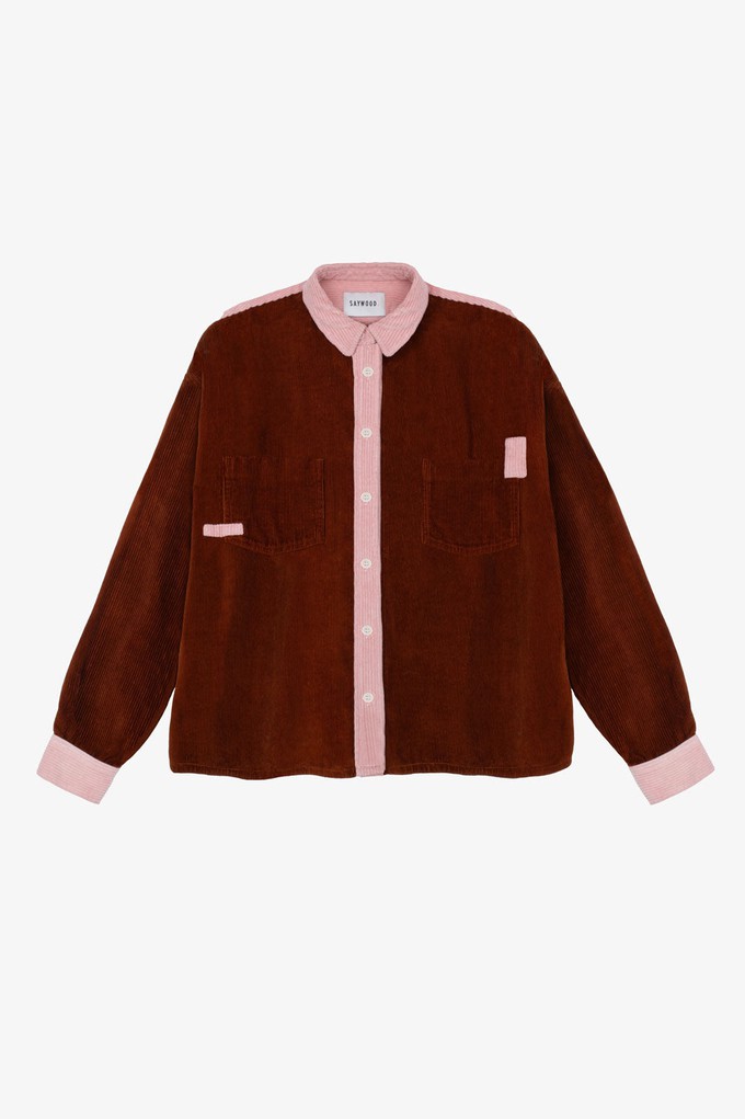Lela Boxy Shirt, Caramel Organic Cotton Corduroy from Saywood.