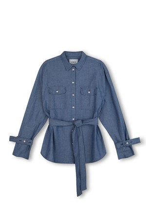 Zadie Boyfriend Shirt, Light Wash Japanese Denim from Saywood.