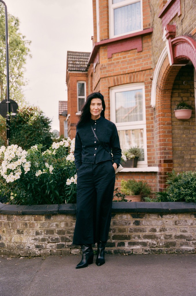Amelia Wide Leg Culotte Trouser, Black Organic Cotton & Linen from Saywood.