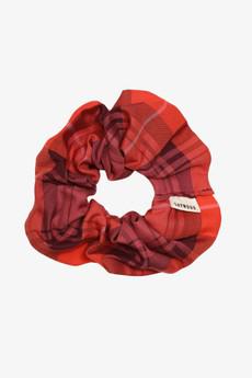 Tartan Scrunchie, Pink Merlot Check Lyocell & Cotton via Saywood.