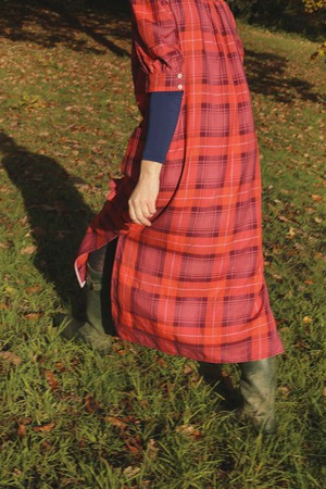 Rosa Puff Sleeve Shirtdress, Cherry Coral Tartan Check from Saywood.