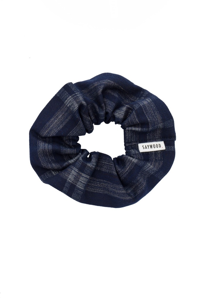 Scrunchie Zero Waste, Navy Check Deadstock Cotton from Saywood.