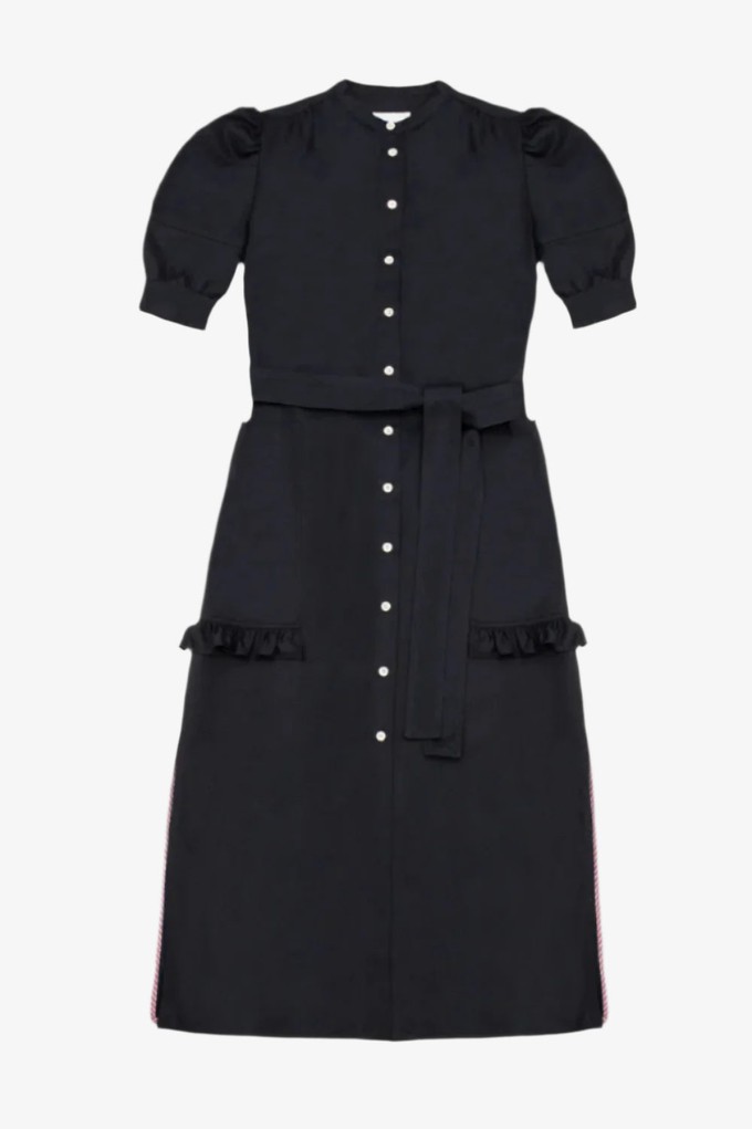 Rosa Puff Sleeve Shirtdress, Black Japanese Denim from Saywood. Rosa Puff Sleeve Shirtdress, Black Japanese Denim from Saywood.