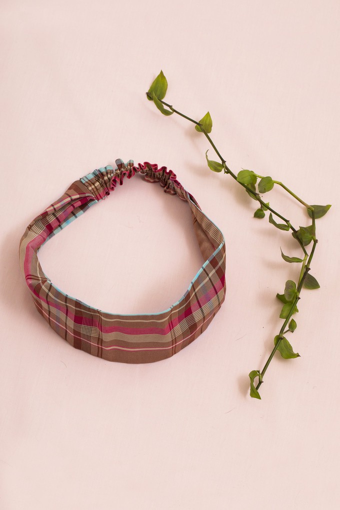 Heidi Headband, Zero Waste, Navy Check Deadstock Cotton from Saywood.