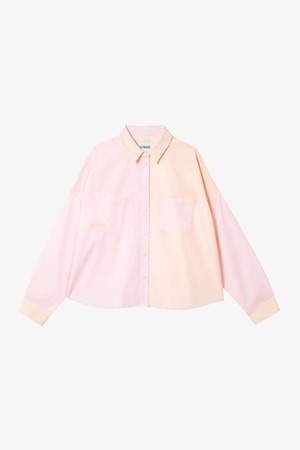 Lela Colourblock Shirt, Pastel Pink/ Orange Cotton from Saywood.