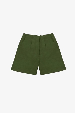 Bessie A-Line Tailored Shorts, Rich Olive Green from Saywood.