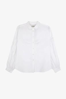 Edi Volume Sleeve Shirt, White Cotton Bamboo via Saywood.