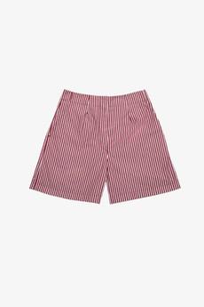 Bessie A-Line Tailored Shorts, Berry Red Stripe via Saywood.