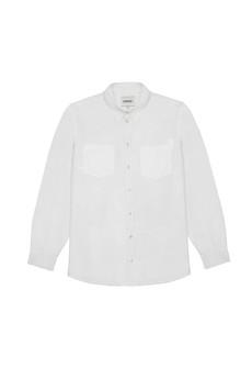 Mens Eddy Patch Pocket Shirt, White Cotton Bamboo via Saywood.