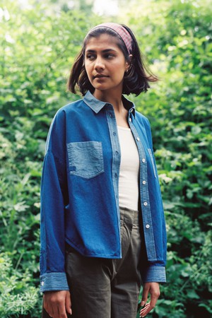 Lela Patch Pocket Shirt, Japanese Denim from Saywood. Lela Patch Pocket Shirt, Japanese Denim from Saywood.