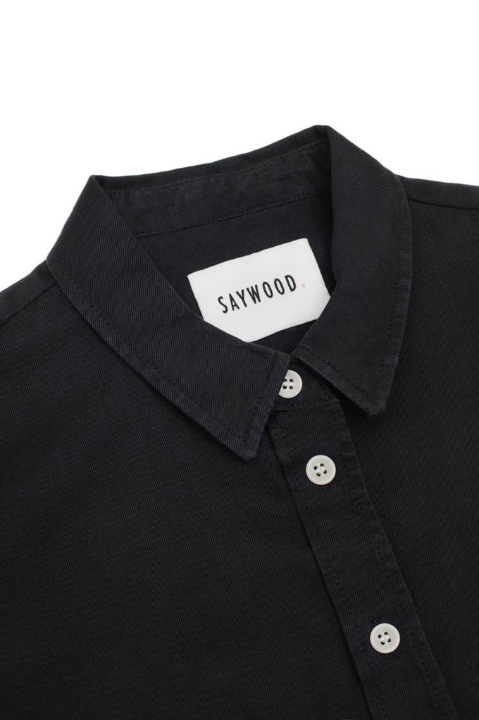 Lela Boxy Shirt, Black Japanese Denim from Saywood.