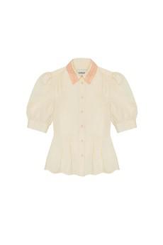 Joni Puff Sleeve Lace Collar Blouse, Yellow Cotton via Saywood.