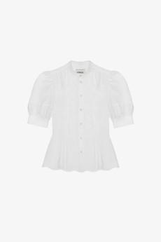 Joni Puff Sleeve Blouse, White Cotton Bamboo via Saywood.