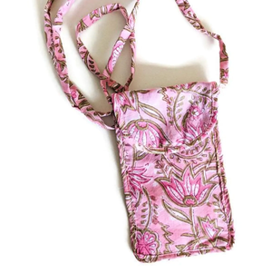 Block-Printed Crossbody Mobile Phone Cell Phone Bag With Slim Pocket from Shakti.ism