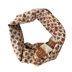 Hand block printed scarf, Indian cotton, red yellow flowers from Shakti.ism