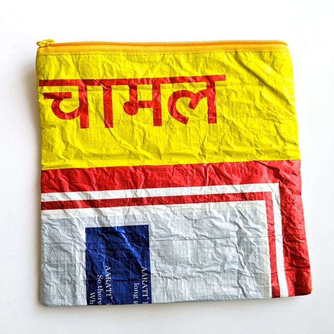 Recycled rice bag pouch, fair trade from Shakti.ism