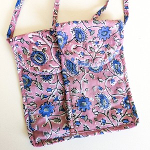 Lavender Block-Printed Crossbody Mobile Phone Cell Phone Bag With Slim Pocket from Shakti.ism