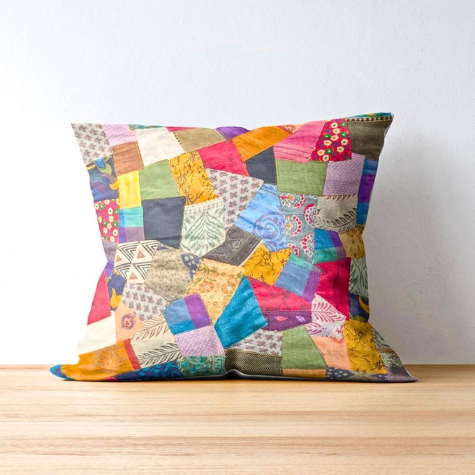 Handmade Patchwork Sari Cushion Cover from Shakti.ism