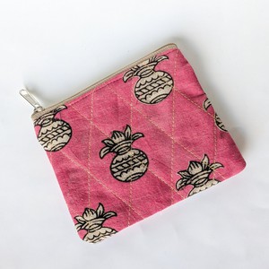 Indian Kalamkari Cotton Coin Purses with Upcycled Sari Lining from Shakti.ism
