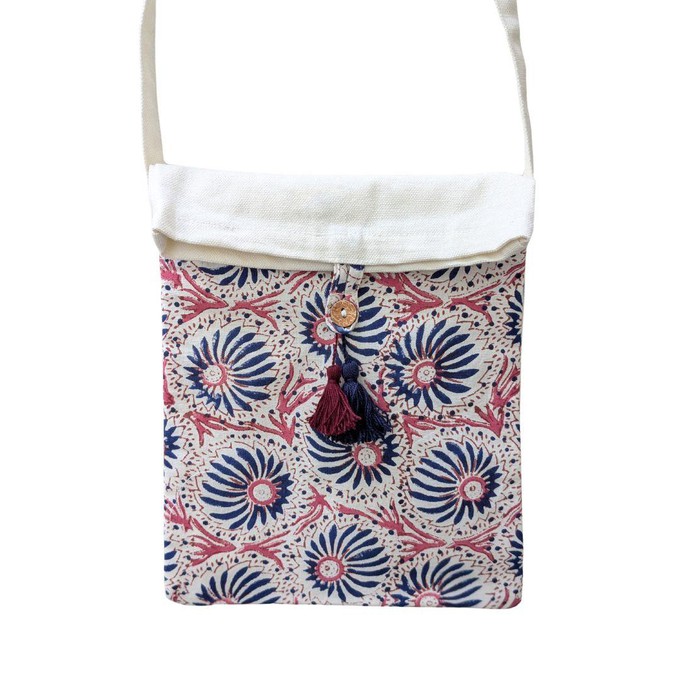Handmade Fold-over Cotton Canvas Crossbody Sling Bag from Shakti.ism