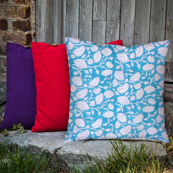 Block-printed cushion cover from Shakti.ism