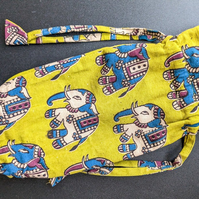 Eco Friendly Bottle Bags, Reusable Kalamkari Cotton Bottle Gift Bags, Ethically Handmade in India from Shakti.ism
