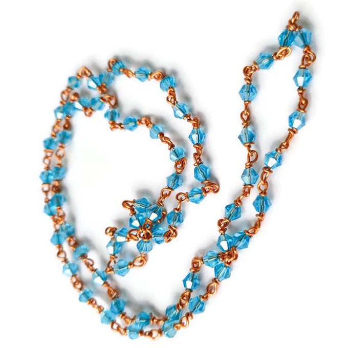 Blue Crystal Beads Kundan Necklace - Fashionvalley