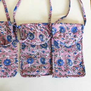 Lavender Block-Printed Crossbody Mobile Phone Cell Phone Bag With Slim Pocket from Shakti.ism